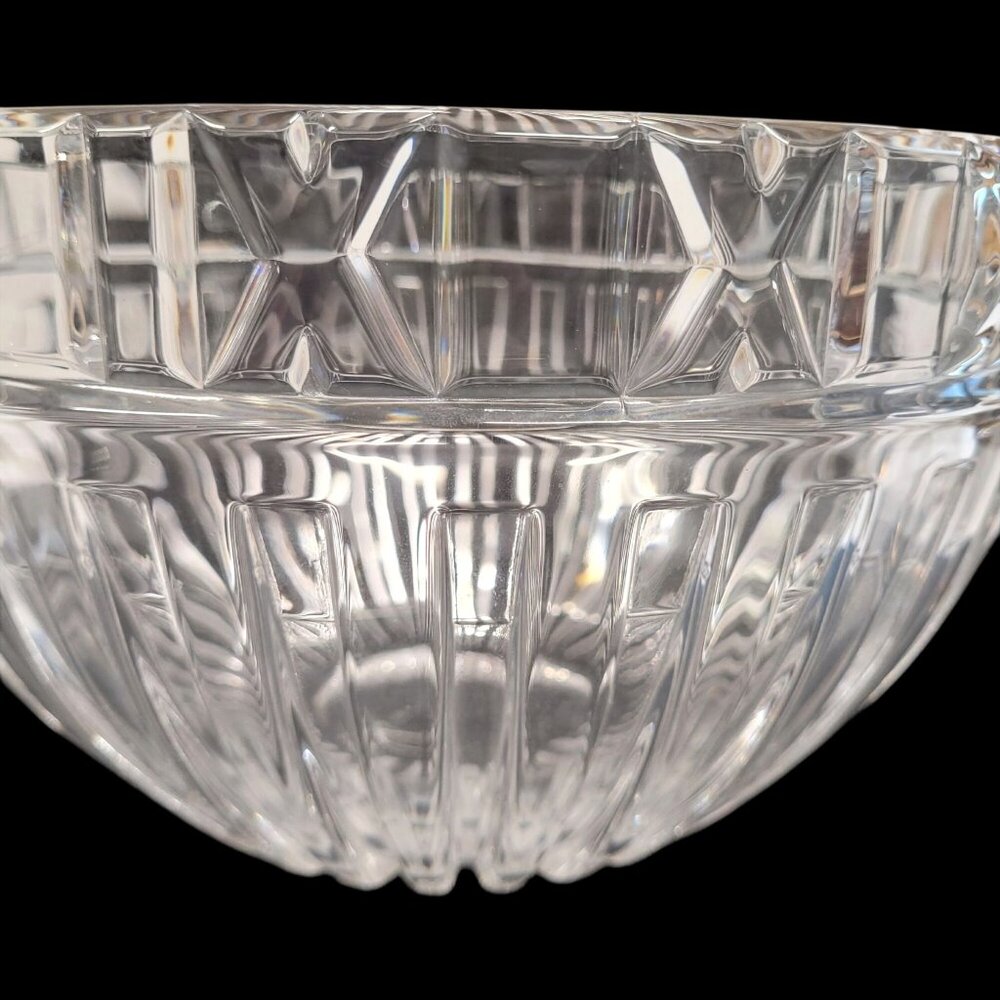 Tiffany & Co Atlas Collection Crystal Bowl 1980s Roman Numerals 10'' W Signed - Picture 3 of 7